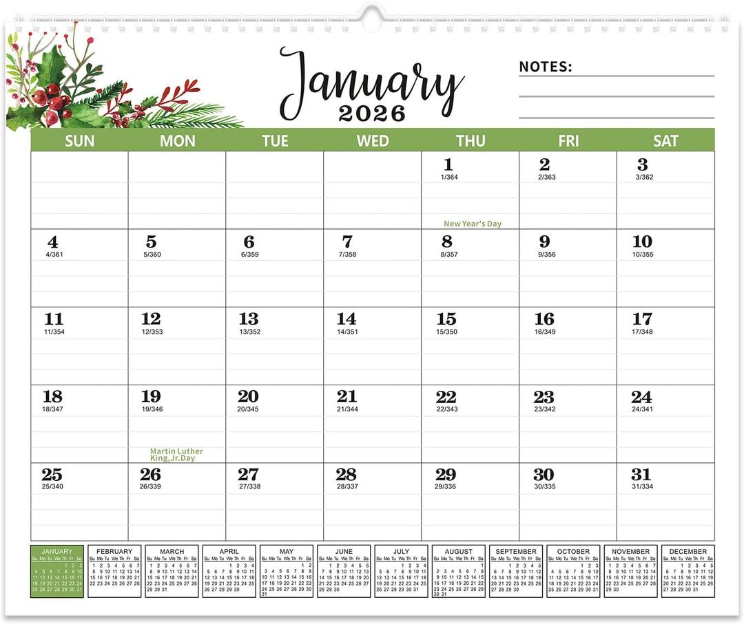 4 x 2026 Wall Calendar, 18 Months Calendar, Jan. 2026 - June 2027, 14.6'' x 11.8'', Desk Calendar 2026 with Large Blocks, Ideal 2026-2027 Calendar for Home, Office, Classroom, or Business Planning