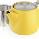 Tealyra - Pluto Porcelain Small Teapot Yellow - 18.2-ounce (1-2 cups) - Matte Finish - Stainless Steel Lid and Extra-Fine Infuser To Brew Loose Leaf Tea - 540ml