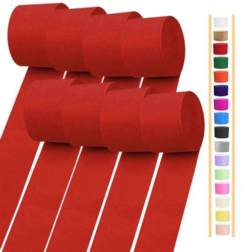 Red Crepe Paper Streamers 6 Rolls, Party Streamers for Birthday Wedding Baby Bridal Shower Decorations Halloween Christmas Craft Supplies (1.8 Inch x 82 Ft/Roll，656ft)