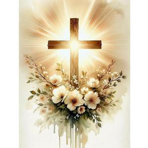 MjhRcll Crucifixion Stamped Cross Stitch Kits, Cross Stitch Ornament Kits for Adults Beginners, Counted Embroidery Needlepoint Kits Home Decor 12x16 Inch