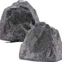 Theater Solutions 2R8G Outdoor Granite 8" Rock 2 Speaker Set for Deck Pool Spa Yard Garden