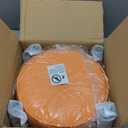 13in Small Foot Stool Ottoman, Round Faux Leather Foot Rest for Couch, Under Desk Pouf Footstool Footrest with Non-Skid Rubber Legs for Ling Room, Bedroom, 13''L x 13''W x 10.2''H, Orange