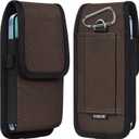 ykooe Cell Phone Pouch Nylon Belt Holster Case Compatible with iPhone 16/15/14/13/12/11 Pro Max & Plus,17 Air Models, Samsung Galaxy S24/S23/S21 FE, CoffeeXL