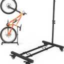 Vertical Bike Stand, Upright Bike Parking Rack Floor, Adjustable Bicycle Storage for Wheels Sizes up to 29", Freestanding Bicycle Organizer with Swivel Casters, Indoor Bike Holder for Garage Apartment (1 PACK)