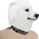 AQKILO Polar Bear Mask Plush Animal Latex Full Head Realistic Masks Fancy Dress for Halloween Carnival Costume Party