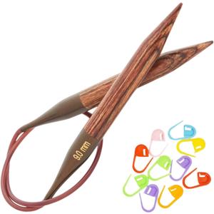 KnitPro Ginger Circular Knitting Needles 47 inch, Size 10 (120cm, 6.00mm) with 10 Colorful Stitch Markers