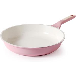 SENSARTE Nonstick Ceramic Frying Pan 9.5-Inch, Healthy Non Toxic Skillet, Induction Compatible Omelet Pan with Heat Resistant Handle, PFAS-Free, Pink