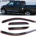 DYRDINSHOW 4PCS Tape-On Window Deflectors Sun Rain Guards for 2002-2008 Dodge Ram 1500, 2003-2009 Ram 2500 & 3500 with Crew/Extended Cab