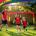 Kids Soccer Goal for Backyard, World Cup Elements Design 7x5 FT Portable Folding Soccer Net for Kid with Carry Bag, Indoor and Outdoor Fun Training Practice Use