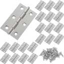 30PCS 2.75" x 1.7" Stainless Steel Hinges - Small Butt Hinges for Wooden Box - Folding Cabinet Closet Door Hinge for Jewelry Box Home Furniture Hardware Window(with 180 Mounting Screws)