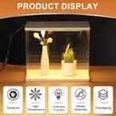 MECCANIXITY Clear Display Case, Acrylic Figure Display Case Clear Display Boxes for Collectibles, Figures Model Toys Home Storage(with Square LED Light, 8x6x7 Inch White Base)