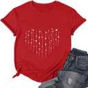 Valentines Shirt for Women Cute Love Heart Tshirts Casual Hearts Graphic Tee Tops for Her (Red, XL)