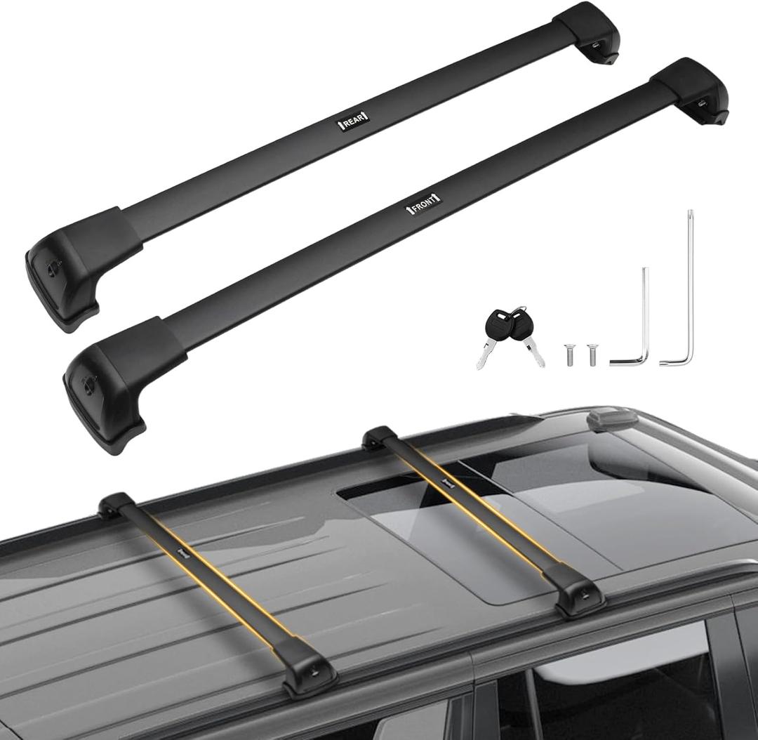 Powerty 300LBS Roof Rack Cross Bars for 2021-2026 Chevy Suburban & Tahoe & GMC Yukon XL & Cadillac Escalade ESV with Flush Side Rails, Lockable Aluminum Crossbar Carrier Luggage Roof Rails Rooftop