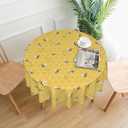 Bee Kind Yellow Tablecloth Round 7070 Inch, Spring Summer Honeycomb Themed Tablecloth Washable Table Cover for Party Picnic Dinner Decor
