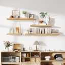 Acovy 48 Inch Floating Shelves, 12 Inch Deep Floating Shelves for Wall, Large Floating Shelf with Invisible Brackets, Deep Shelves for Bathroom, Bedroom, Living Room, 1 Pack, Natural