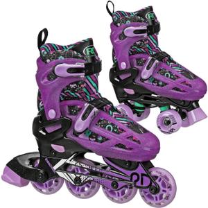 Roller Derby Falcon 2-in-1 Combo Quad and Inline Skates for Kids, Adjustable Sizing (Medium (3-6), Purple/Black)