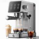 20 Bar Espresso Coffee Machine with LED Touch Screen, Espresso Maker with Self-Cleaning Function & Milk Frother, Compact Cappuccino & Latte Maker for Home and Office