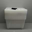 IRIS USA 13 Qt Stackable Plastic Storage Bins with Lids, 6 Pack - BPA-Free, Made in USA - Discreet Organizing Solution, Latches, Durable Nestable Containers, Secure Pull Handle - Pearl