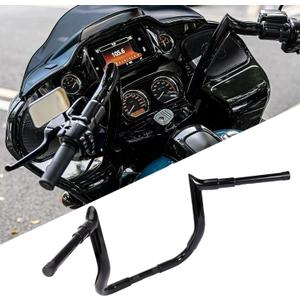 10" Ape Hangers Handlebars 1  Meathook Bagger Bar Compatible With 1986-2023 Harley Touring Street Glide Electra Glide Models with Bating FairingGloss Black
