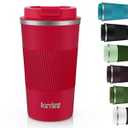 KETIEE Travel Coffee Mug 12oz: Vacuum Insulated Coffee Cup with Leakproof Lid, Coffee Tumbler, Reusable Coffee Cups, Double Wall Stainless Steel Coffee Mug to Go for Hot/ Ice Coffee Tea (Red)