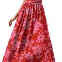 Gracyoga Women's Dresses 2026 Short Sleeve Wrap Maxi Dress with Pockets (Red, L)