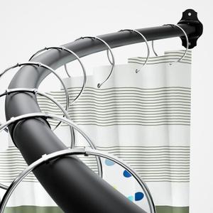 Curved Shower Curtain Rod, Adjustable 40-72 Inches Shower Rod Curved, Rustproof Expandable Metal Round Shower Curtain Rod, Heavy Duty Shower Rods for Bathroom, Bathtub, Need to Drill, Black