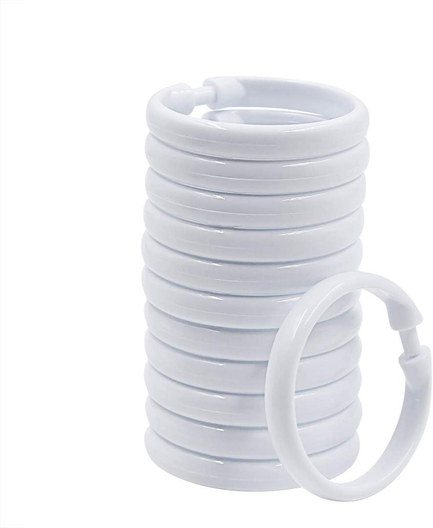 Qulable Shower Curtain Rings12 Pack Plastic Shower Curtain Hooks OShaped Rings Hook Glide Easily on Bathroom Shower Rod(White)