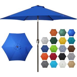 Blissun 7.5 ft Patio Umbrella, Yard Umbrella, Outdoor Market Umbrella with Push Button Tilt Crank, Royal Blue