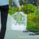 Small Bird Travel Cage-Lightweight Small Birds Starter Kit with Birdcages and Accessories Great for Parakeets Lovebirds Parrotlets Finches Canaries Removable Plastic Tray Include (White11.8"L x 9"W x 15.3"H)