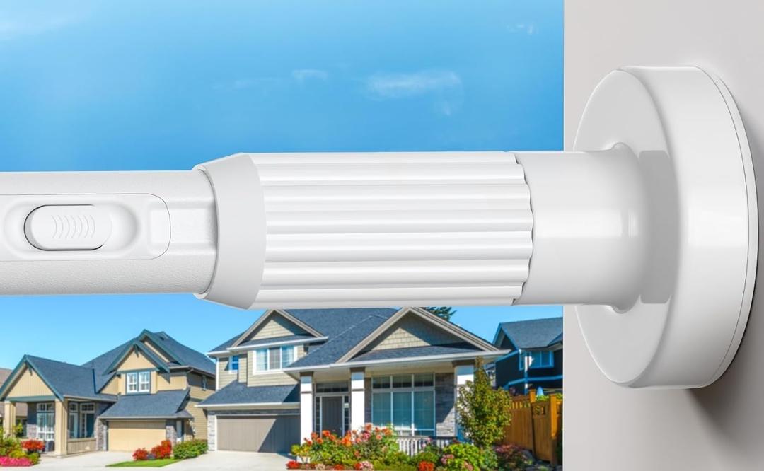 Tension Rod 41-67inch White Tension Curtain Rods no Drilling 1.26" Diameter Outdoor Curtain Rod for Patio,Windows,Shower,Doorway,Heavy Duty Spring Rods
