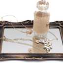 Tstarer Antique Decorative Gold Framed Square Mirror Tray, Jewelry & Cosmetics Organizer for Dresser, Square - 9.5" W x 14.5" L (Bronze)