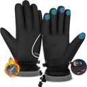 Winter Gloves for Women Men, Waterproof and Warm, Sensitive Touch Gloves for Cycling Running Working Outdoor Activities, Black (Large)