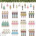 Horaldaily Christmas 36 Pcs Wooden Party Hanging Ornaments, The Nutcracker Hanging Decor for Christmas Xmas Winter Holiday Party Decorations