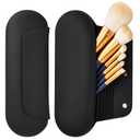 AGIKET Silicone Makeup Brush Holder Travel Cosmetic BagSoft Portable Cosmetic Face Brushes Holder with Upgrade Anti-Fall Out Magnetic Closure, Large Travel Makeup Brush Case - Black