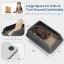 Suzzipaws 8" Deep Stainless Steel Litter Box with Lid Extra Large Cat Litter Box for Big Cats XL Metal Litter Pan Tray with High Wall Sides Enclosure, Non-Sticky, Anti-Leakage (Charcoal Gray)