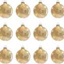 Gold Mercury Glass Ball Christmas Ornaments Set of 12-3.15Luxurious Xmas Tree Hanging Bulb Decorations for New Year Thanksgiving Birthdays Party, Glass Ornaments for Elegant Xmas Halloween Decor