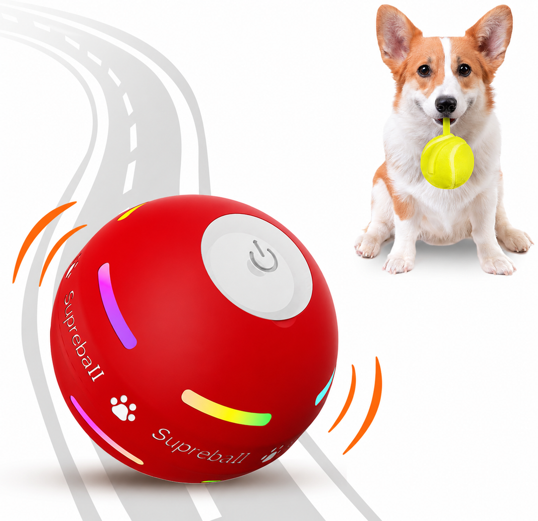 Dog Toys Dog Ball, [Newly Upgraded] Durable Motion Activated Automatic Rolling Ball Toys for/Small/Medium/Large Dogs,USB Rechargeable, Red