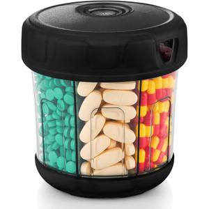 Extra Large Supplement Organizer with XL 7 Compartments, TPU Soft Lid Easy to Load and to Use Pill Dispenser, 1 Month Jumbo Vitamin Holder Medicine Organizer Storage (Black)