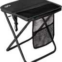 CAMDOOR Portable Collapsible Stool, 16Folding Stool with 3 Side Pockets and Shoulder Strap, Extra Large Camping Chair Supports 400 lbs, Ultralight Portable Seat for Outdoor, Hiking, Fishing (Black)