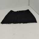 ELLEVEN Denim Skirt Women Mini Low Waist Stretchy Raw Hem Jean Skirt with Pockets (Large, Black)