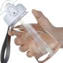 OLDLEY 12oz Kids Motivational Water Bottle, Silicone Straw, Leak-Proof Tritan BPA-Free, Reusable for School Girls & Boys, Clear