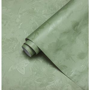 Erfoni 394"x17.7" Green Floral Embossed Wallpaper for Livingroom Cabinets Decorative Peel and Stick Wallpaper Floral Textured Removable Contact Paper Vintage Green Self Adhesive Wall Paper Vinyl Roll