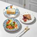 Small Ceramic Salad Plates Set of 4, 7 Inch (13oz) Japanese Appetizer Plates for Sushi Snacks, Dessert Plates for Cake Fruit, Blue & White Dinnerware, Microwave Dishwasher Safe