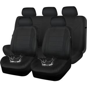 CAR PASS Neoprene Waterproof Seat Covers, Universal Fit Black Full Sets, Protective Interior Covers for Auto SUV, Vans, Sedans, Trucks