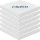 Frienda 6 Pack 2" X 24" X 24" Upholstery High Density Foam Cushion White Square Seat Replacement Cushion or Commercial Use Stuffing Craft Foam Couch Chair Padding DIY Projects