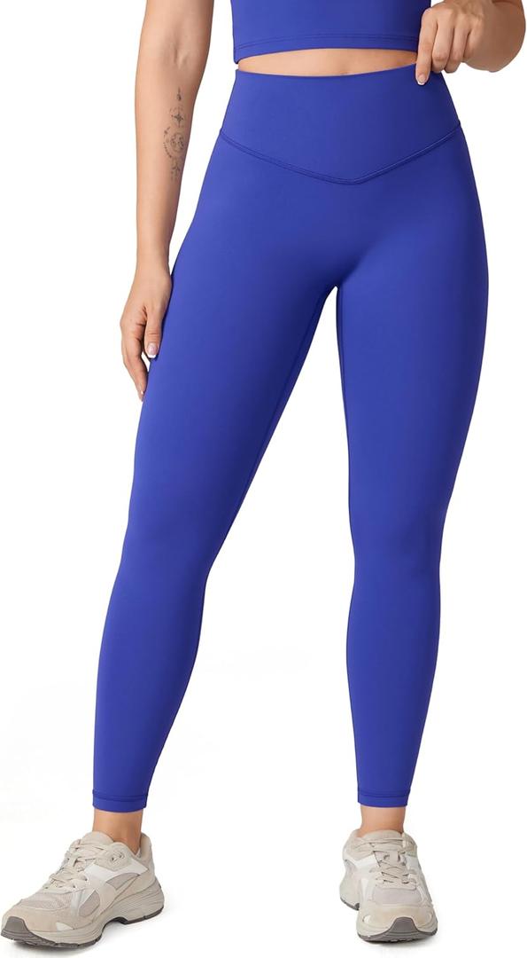 UNISSU Hugcurve No Front Seam High Waisted Workout Leggings for Women Buttery Soft Yoga Pants Gym Athletic Tights - 25'' (Small, Royal Blues)