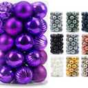 AMS 2.36''/60mm 34ct Christmas Ball Large Ornaments Party Decorations Shatterproof Festival Pendant Hangings for Xmas Tree Decor (60mm, Purple)