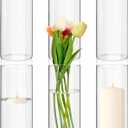 6 Pack Glass Cylinder Vases 8 Inch Tall Clear Flower Vase Bulk Glass Vases Hurricane Floating Candle Holder for Table Centerpiece Party Wedding Home Decor (3.35" x 8"H)