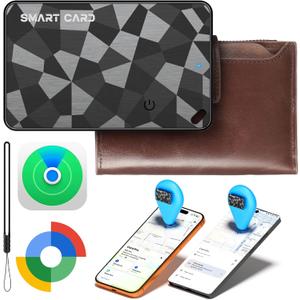 Wallet Tracker Card for iOS & Android, 6-13 Year Battery Ultra-Thin Bluetooth Smart Card, Credit Card Size Smart GPS for Wallet Passport, Works with Apple Find My & Google Find Hub, Wireless Charging