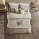 Madison Park Boone Cozy Comforter Set, Faux Suede, Deluxe Hotel Styling All Season Down Alternative Bedding Matching Shams, Decorative Pillow, California King (104 in x 92in), Rustic Tan 7 Piece